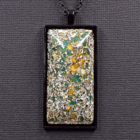 Amazonite and Yellow Jasper Orgonite Pendant - Picture 1 of 1